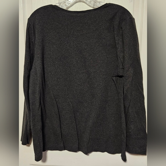 Karen Scott Gray Long Sleeve Tee with Christmas Tree Design - Picture 3 of 3